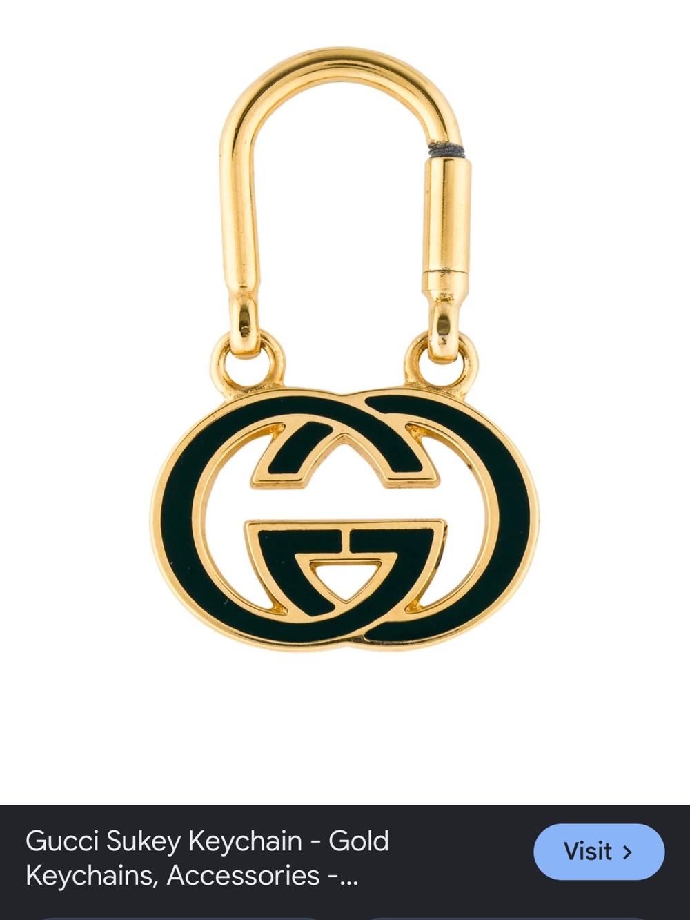 Vintage Gucci Navy Enamel & Gold Double G Charm Keyring